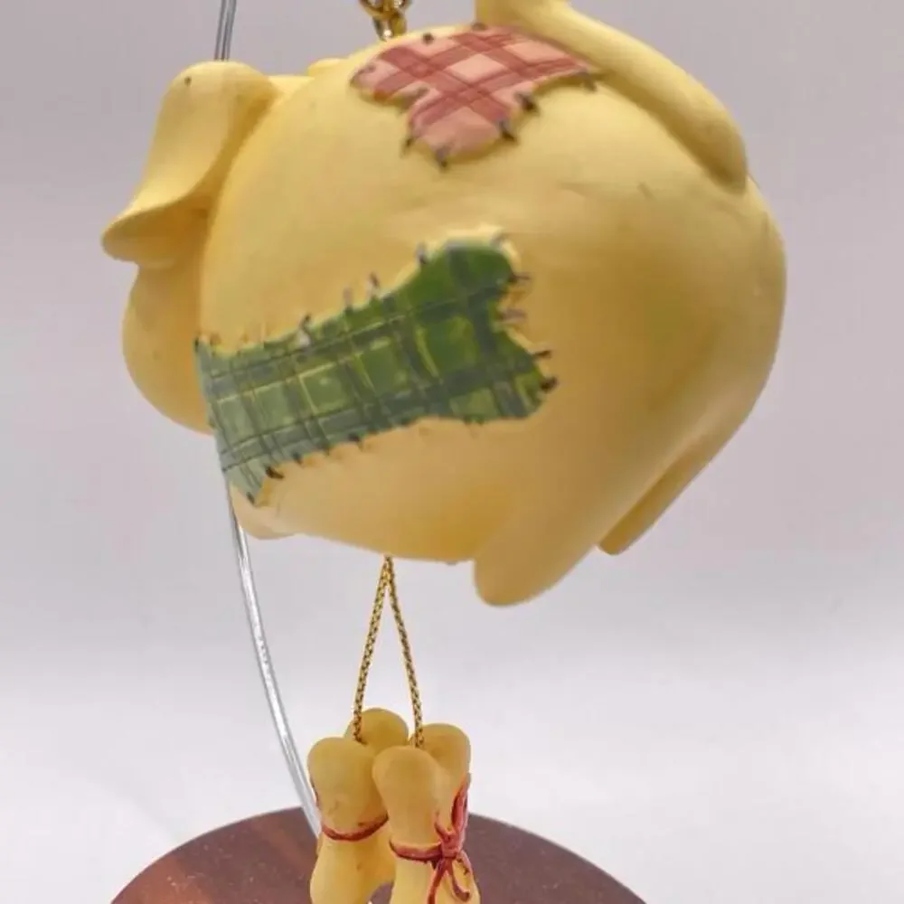 Vintage Patchwork Dog With‎ Dangling Bones Resin Christmas Ornament